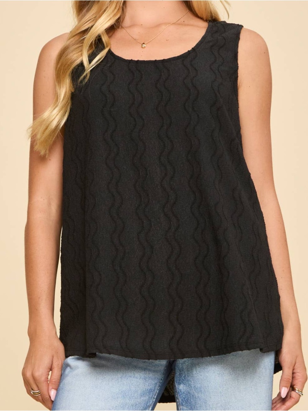 Andree By Unit Plus Size Black Textured
Sleeveless Blouse Size 2X Black